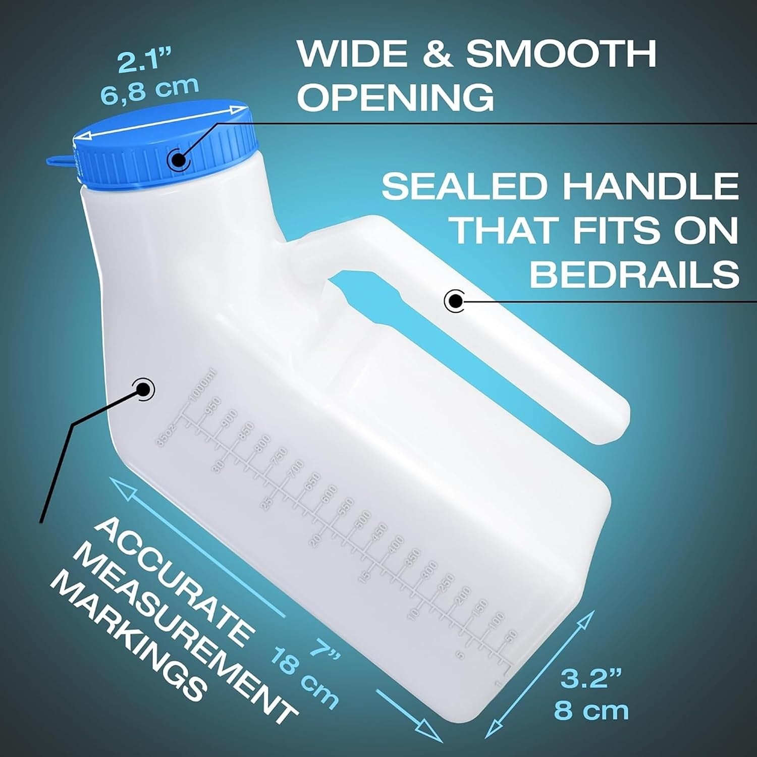 Urinals for Men Spill Proof with Glow-in-The-Dark Lid: 32oz Pee Bottle
