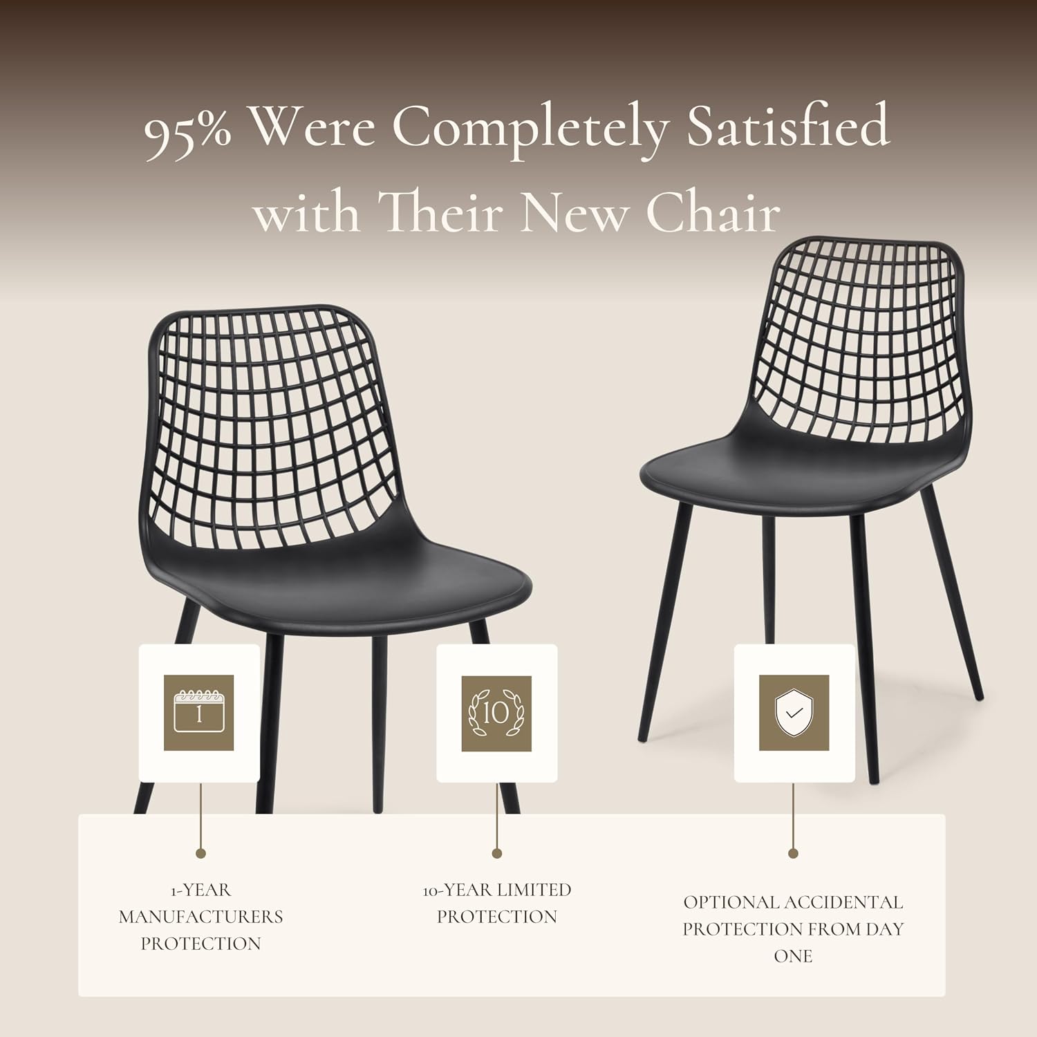 Poly & BARK Isla Modern Kitchen Chairs Set of 4 - Plastic Dining Chair with Metal Legs - Quick Assembly Simple Cafe Chairs Plastic for Indoor or
