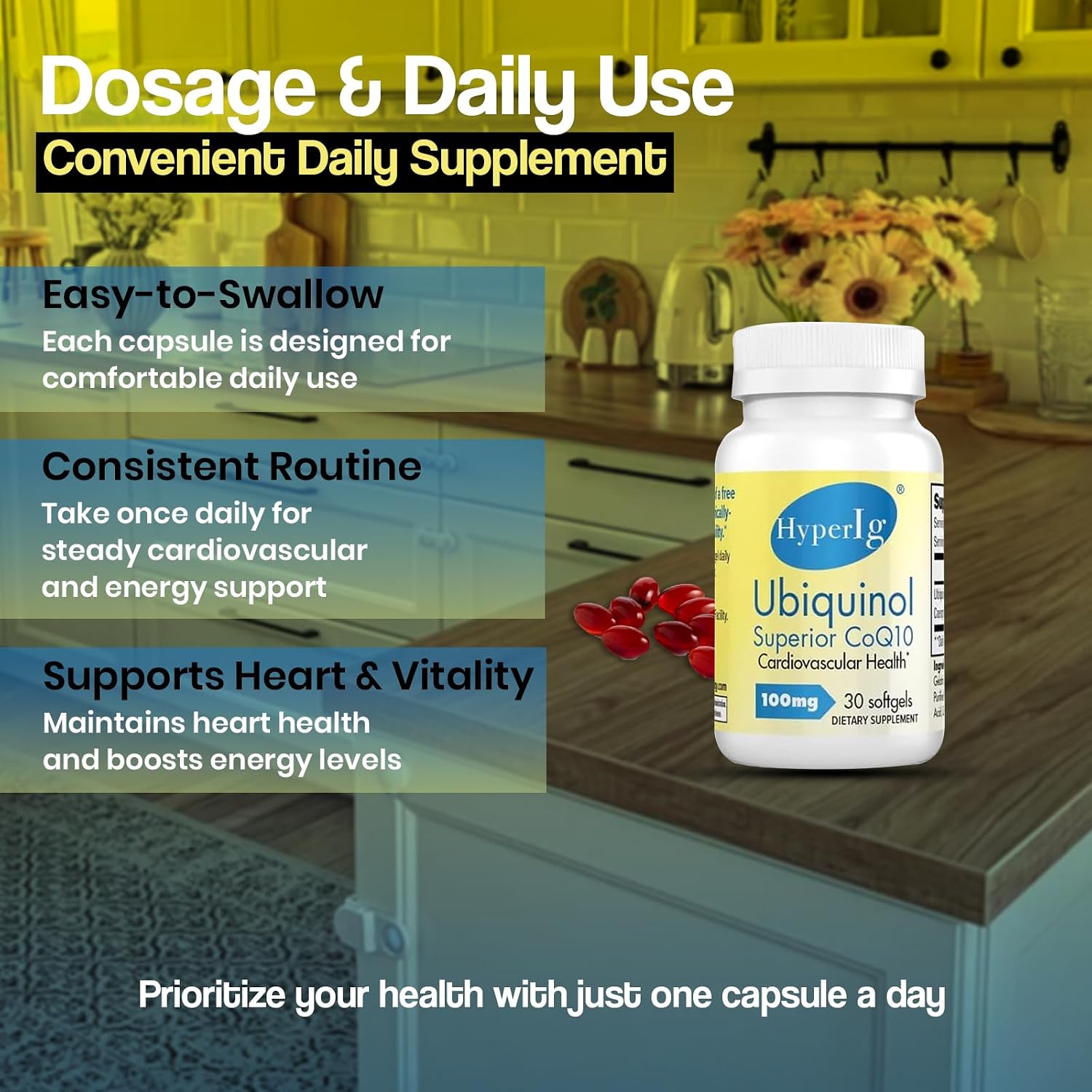 Ubiquinol CoQ10 100mg -2 Pack | Active Form of CoQ10 | Enhanced Absorption | Cellular Energy & Antioxidant Support | Non-GMO, Gluten-Free