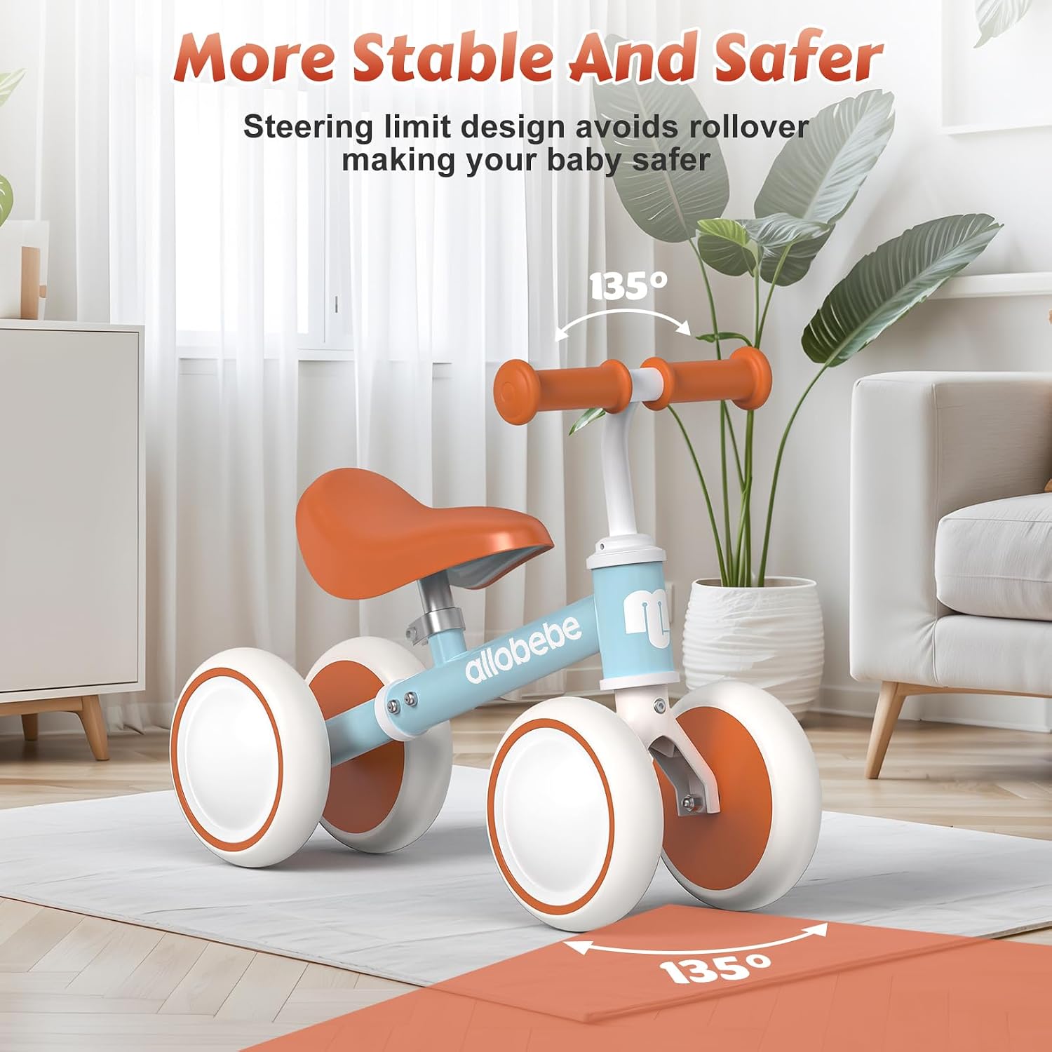 Baby Balance Bike, Cute Toddler Bikes 12-36 Months Gifts for 1 Year Old Girl Bike to Train Baby from Standing to Running with Adjustable Seat Silent & Soft 3 Wheels