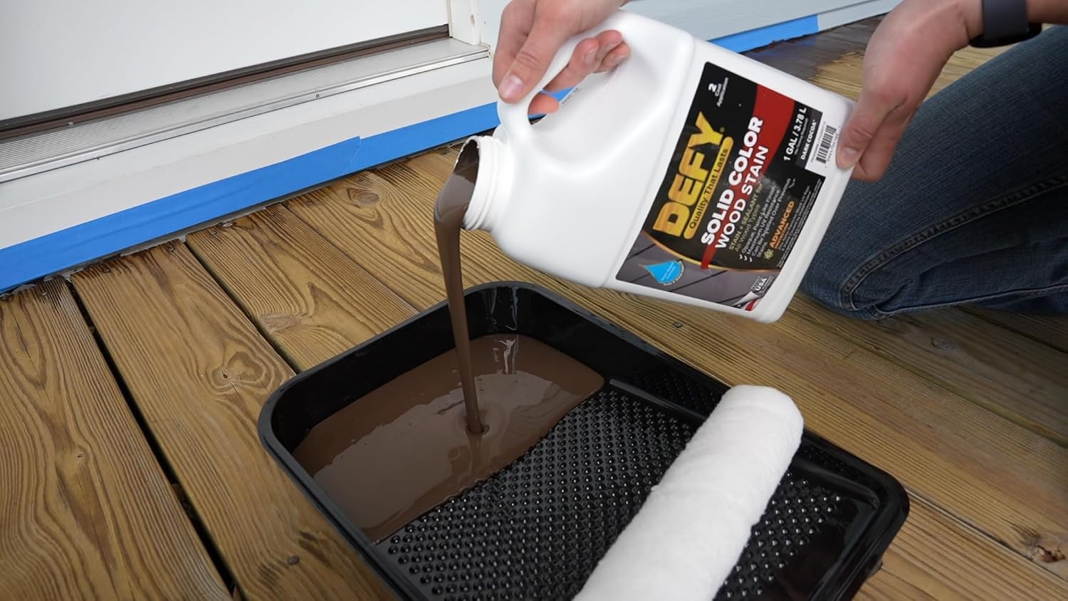 #1 Deck Premium Advanced Solid Color Outdoor Wood Stain and Sealer in One – Water Based Sealant for Wood Decks, Fences, & Siding - 1 Gal - Made in USA - Simply White