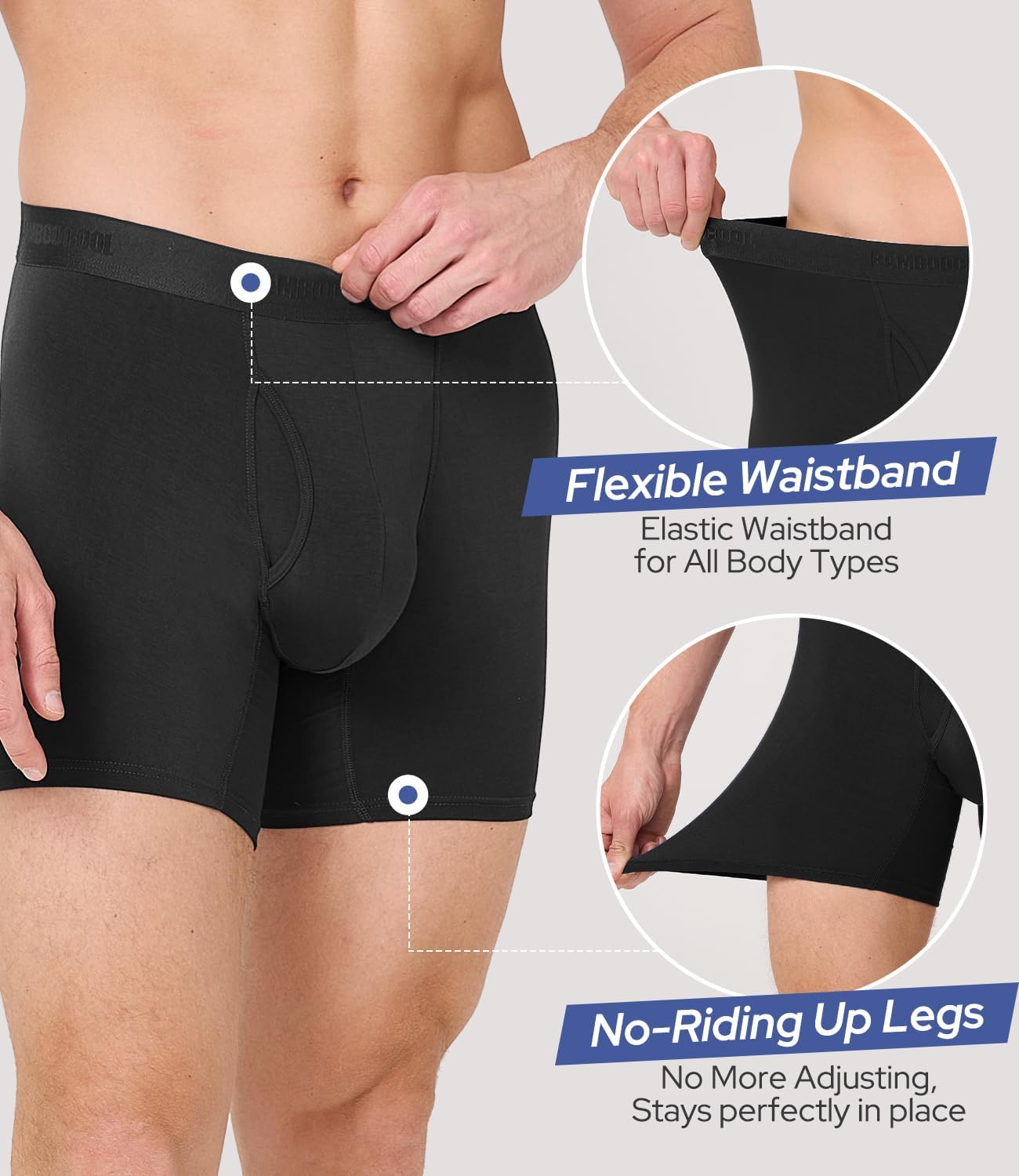 BAMBOO COOL Men's Boxer Briefs Ultra Breathable Underwear Multipack