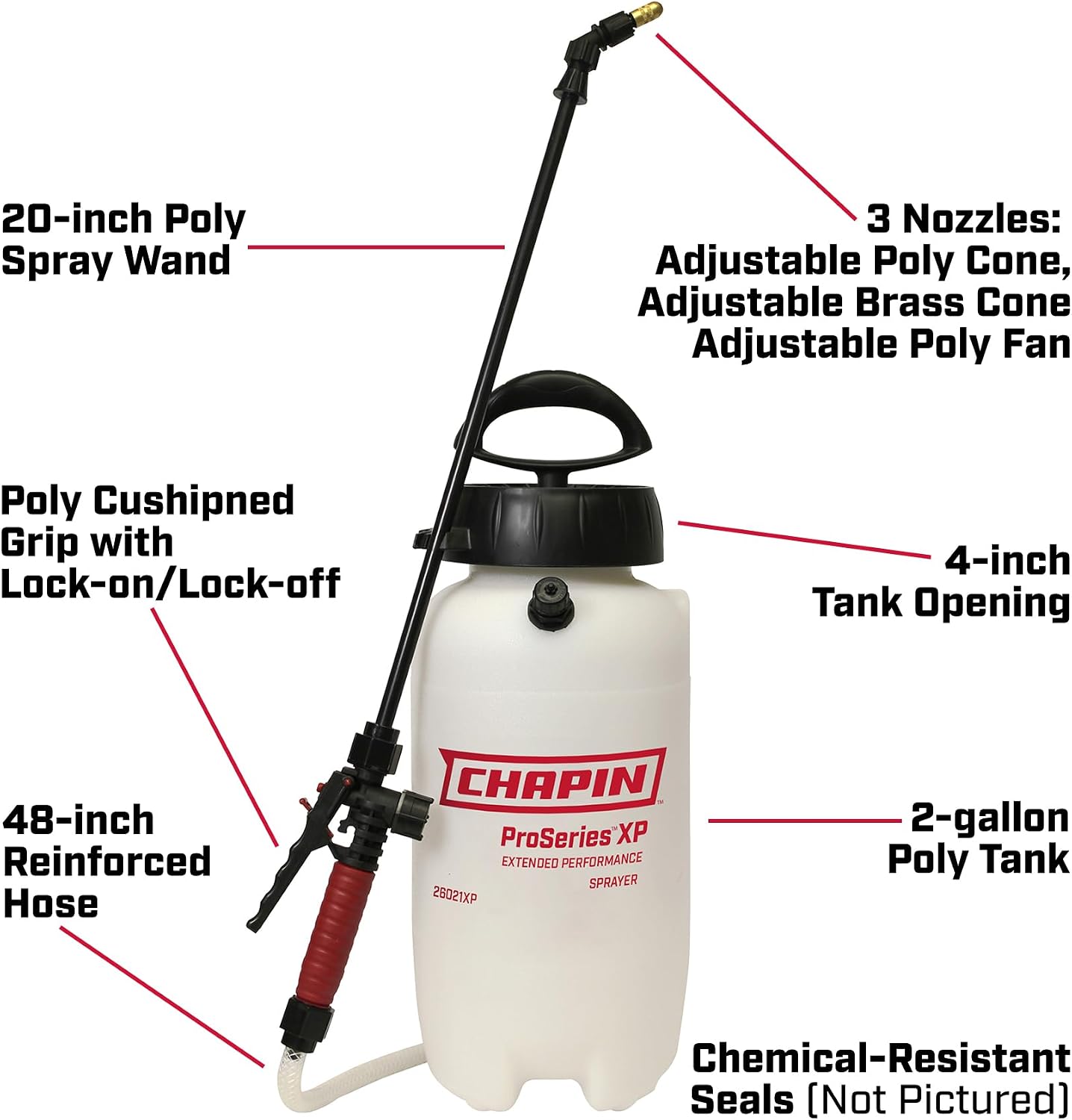 Chapin International 26031XP Chapin ProSeries Poly Sprayer for Fertilizer, Herbicides and Pesticides, 3-Ga, 20 inches, Translucent White
