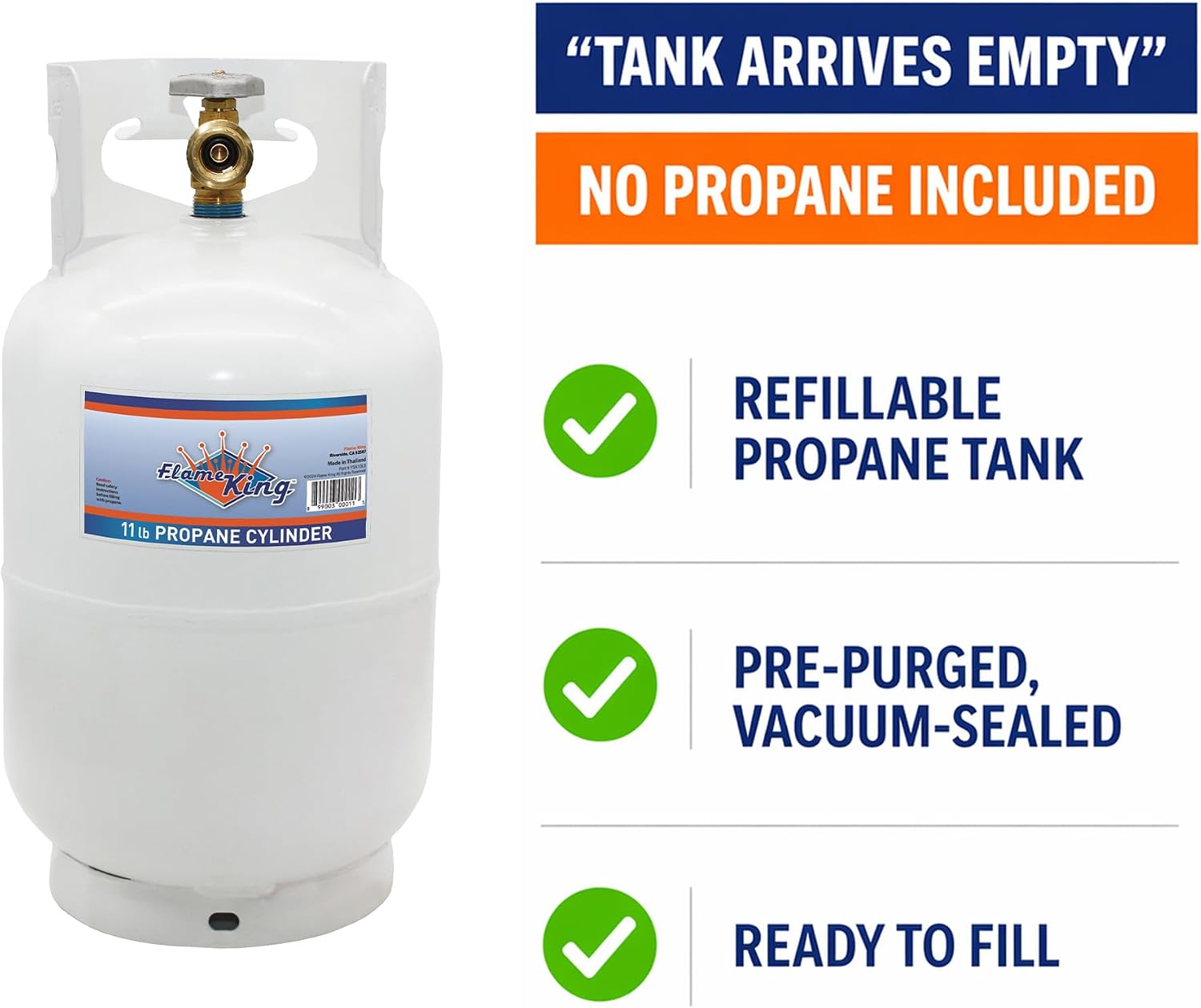 Flame King 10LB Steel Propane Tank Cylinder with Type 1 Overflow Protection Device Valve, Great for Camping, Fire Pits, Heaters, Grills, Overlanding