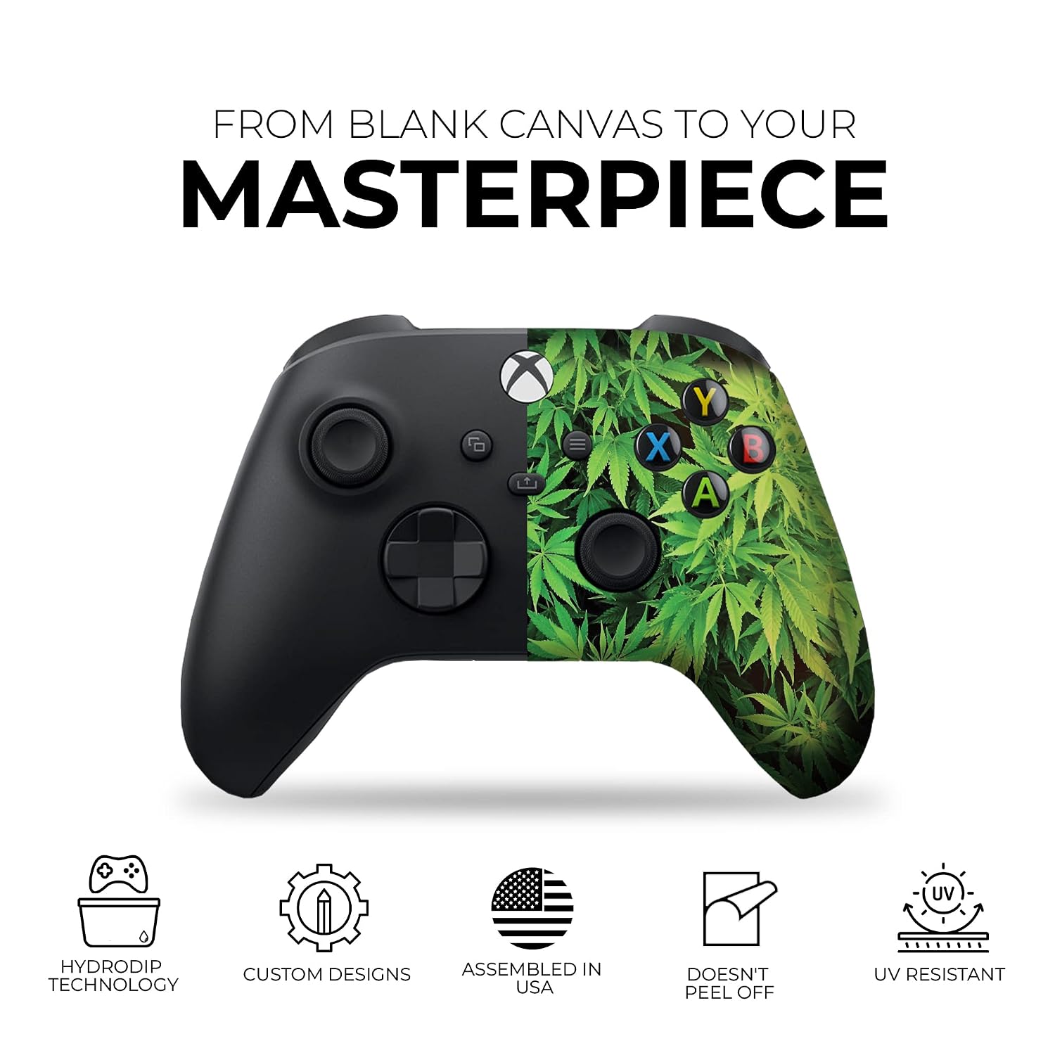 DreamController Green Weed Grass Custom X-box Controller Wireless compatible with X-box One/Series X/S Proudly Customized in USA with Permanent