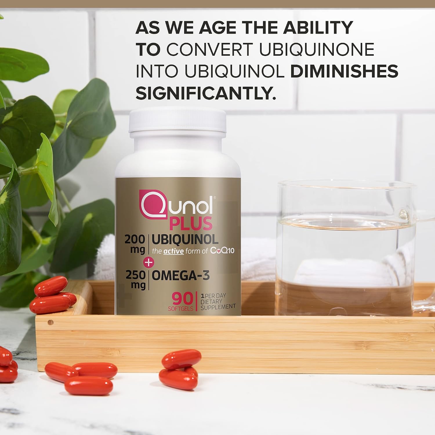 Qunol Ubiquinol 200mg + Omega-3 250mg, Extra Strength Antioxidant, 90ct | #1 Cardiologist Recommended Supplement for Heart Health
