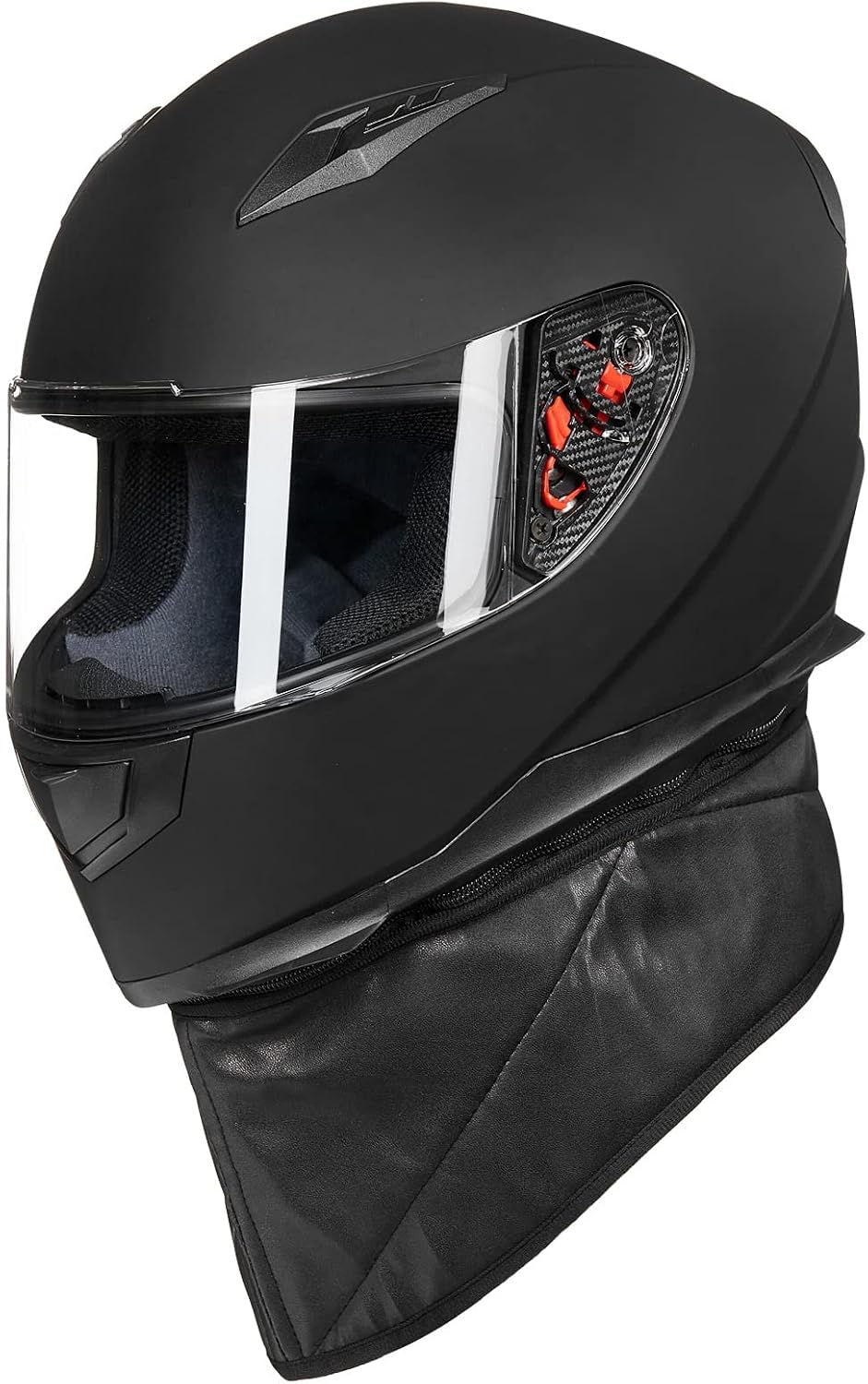 ILM Full Face Motorcycle Street Bike Helmet with Removable Winter Neck Scarf + 2 Visors DOT Model ILM-313
