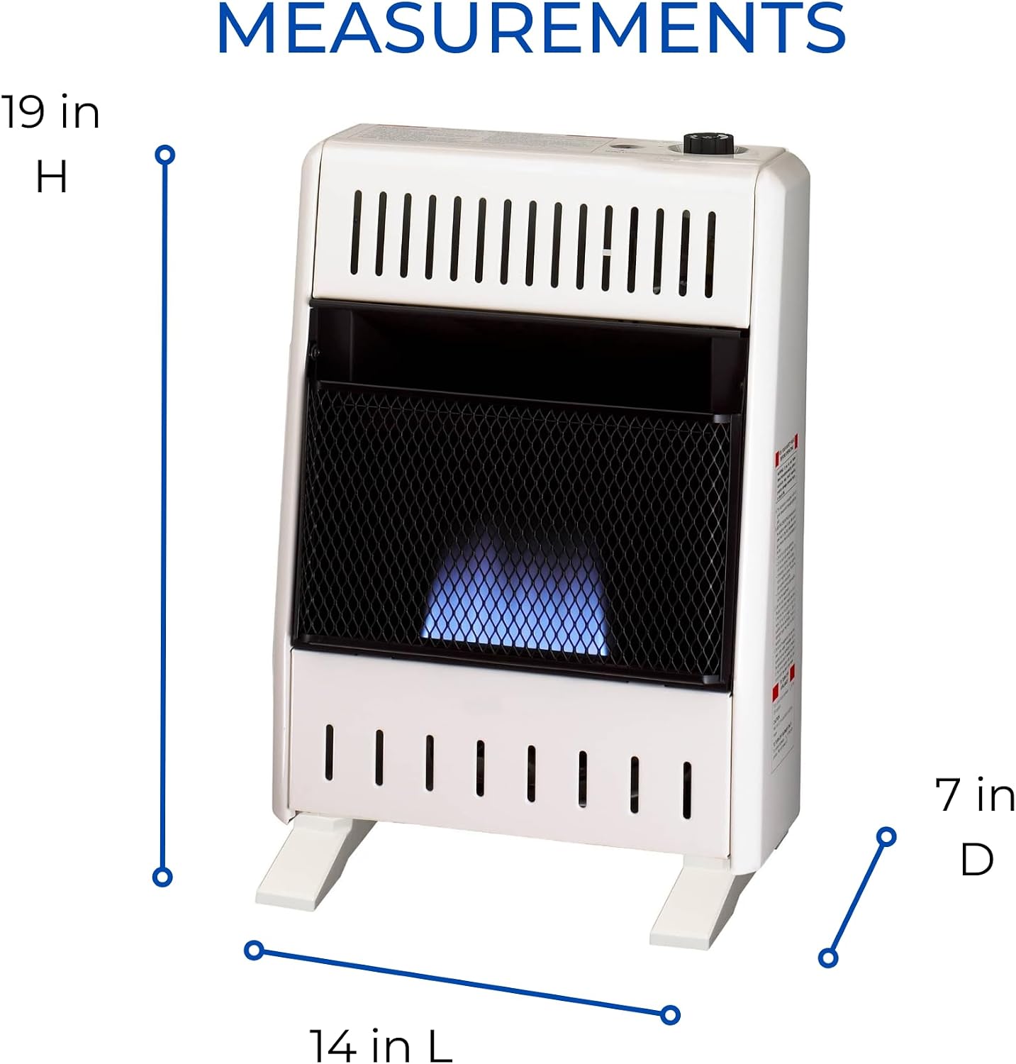 ProCom Heating Natural Gas Ventless Blue Flame Heater With Base Feet - 10,000 BTU, Manual Control - Model# MN100HBA-B