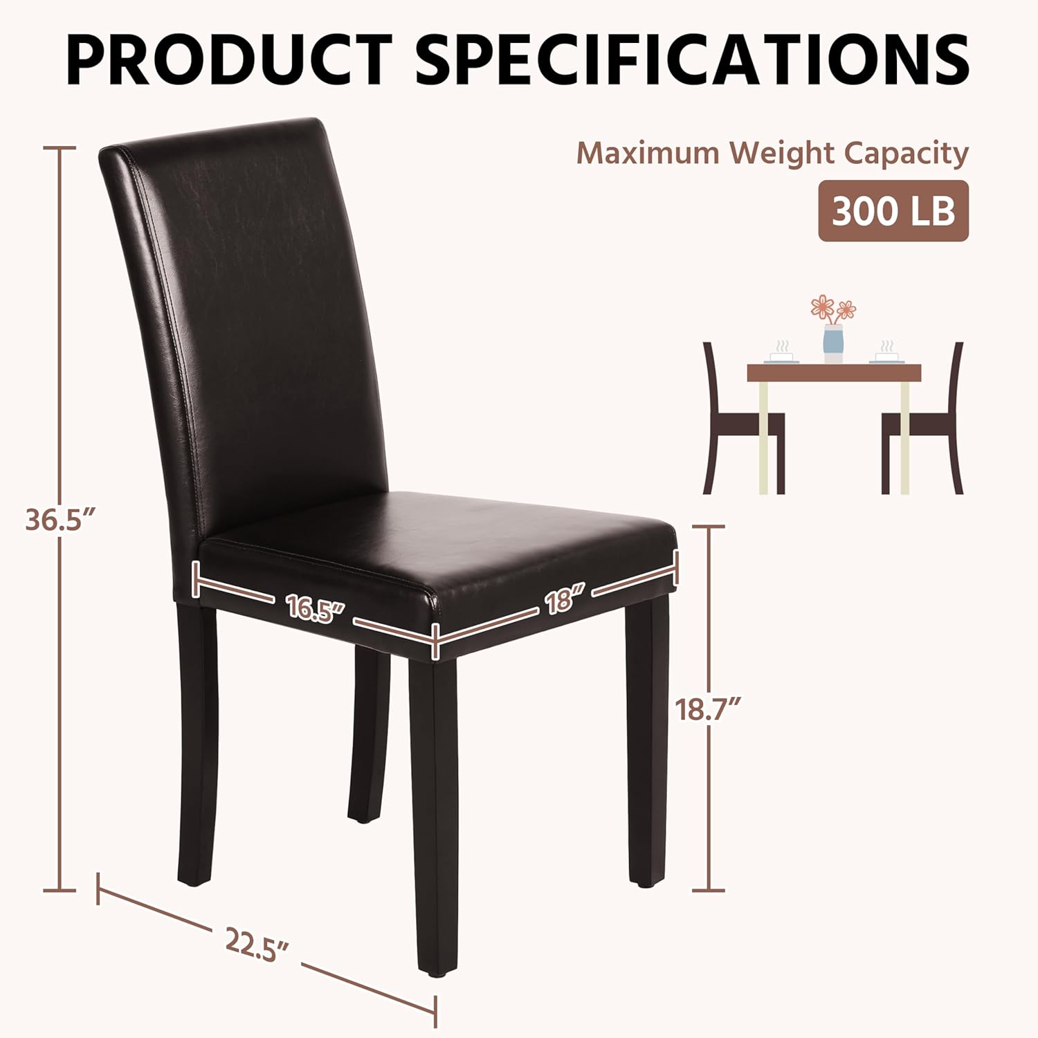 Yaheetech Dining Chairs Set of 4 Upholstered Kitchen Chairs Black