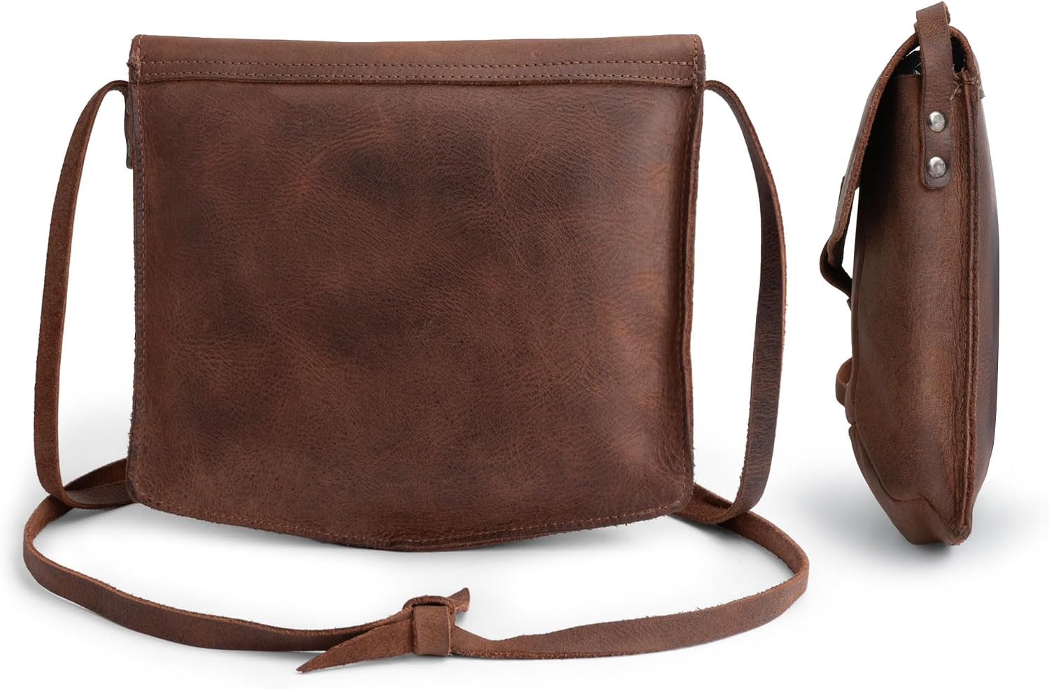 Hide & Drink, Prisma-Shaped Shoulder Bag, Vintage Purse, Messenger and Crossbody Bag, Full Grain Leather, Handmade