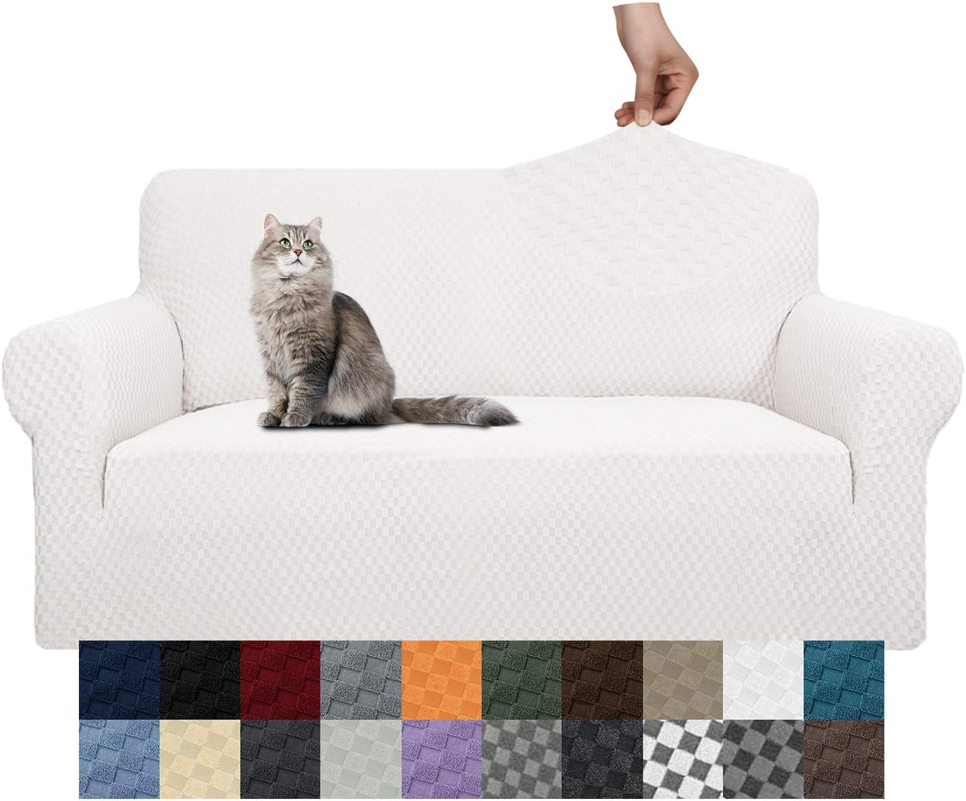 YEMYHOM Couch Cover Latest Jacquard Design High Stretch Sofa Covers for 2 Cushion Couch
