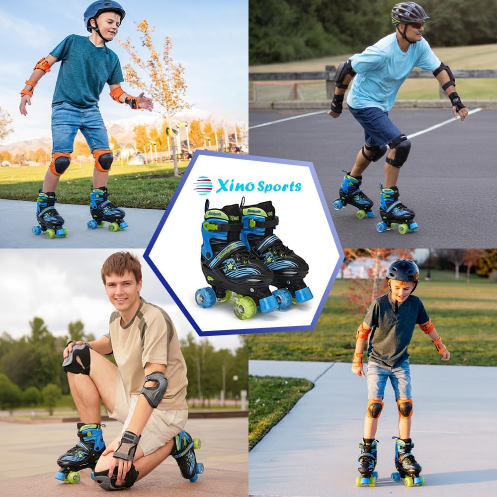 XinoSports Kids Adjustable Roller Skates for Girls & Boys with Light Up Wheels (Ages 5-20) – Roller Skates with Illuminating Wheels