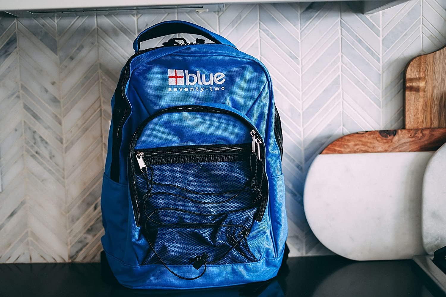 Family 4 Pack - Blue Seventy-Two Standard 72 Hour Emergency Backpack Survival Kit for 1 Person | Survival Kit for Wildfires, Earthquake, Tornado