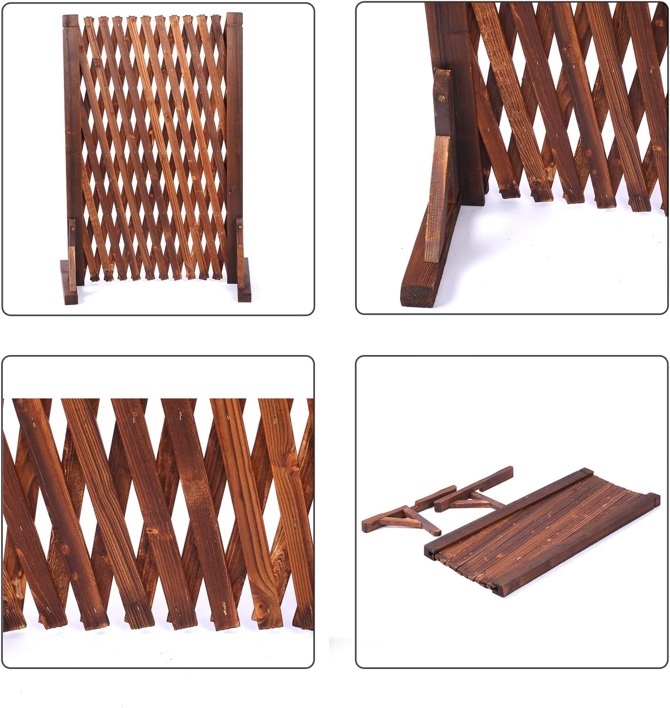 MYOYAY 2PCS Expandable Garden Fence Instant Wooden Pet Gate