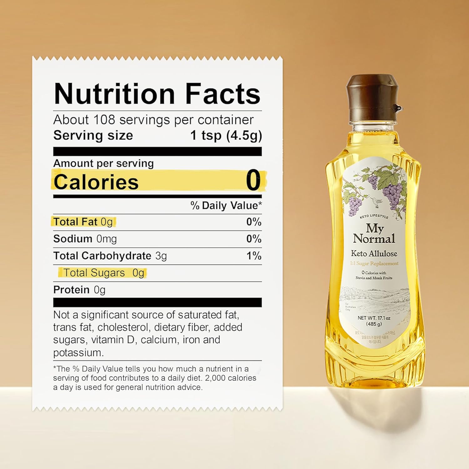 My Normal Keto Allulose Syrup - 1:1 Sugar Substitute, Zero Calorie 17.10 oz