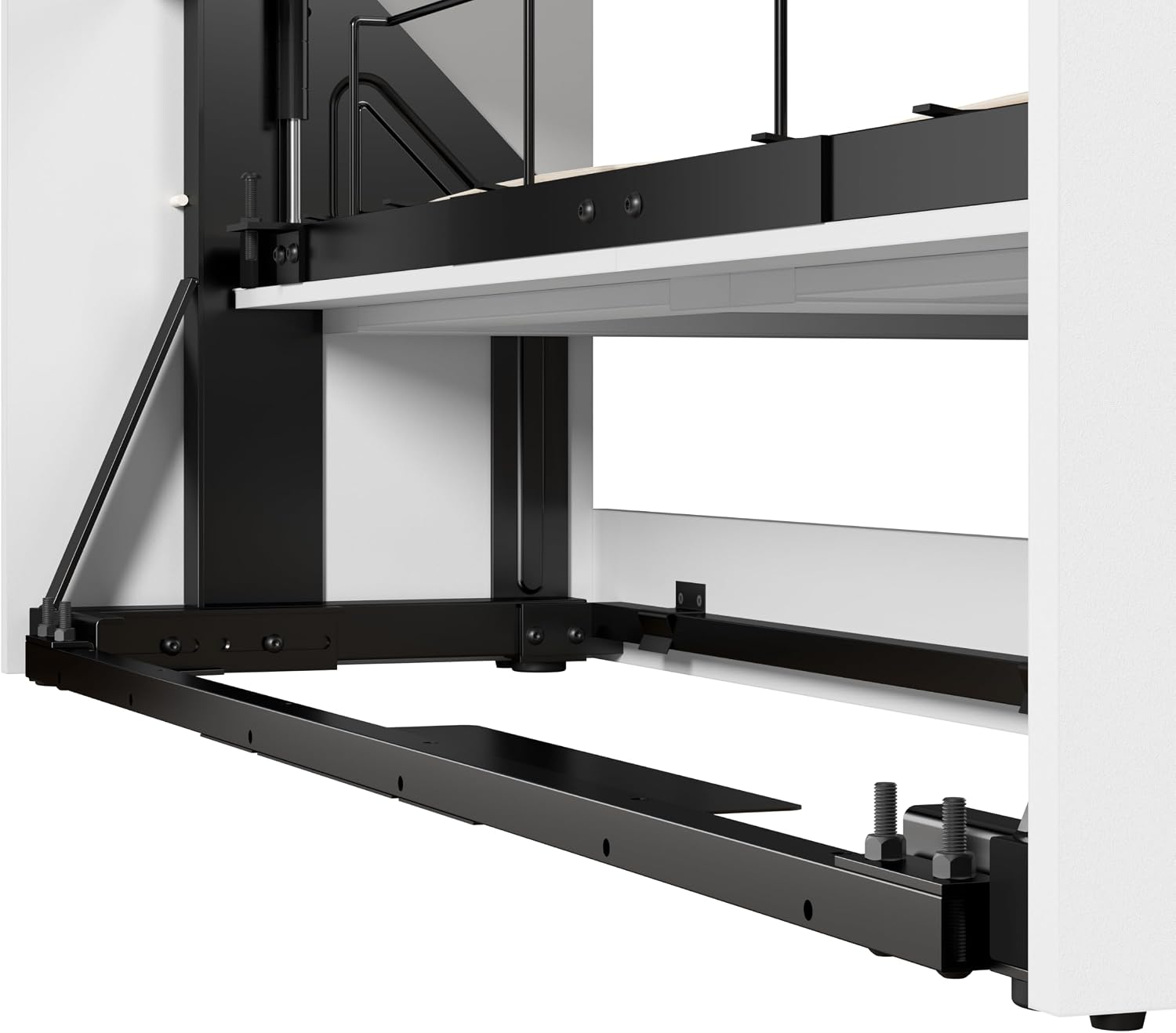 Bestar Pur Full Murphy Bed and 2 Shelving Units with Drawers, 109-inch Space-Saving Sleeping Arrangement in White | 2 Shelving Units with Drawers; supports up to 1000 lb; min. ceiling height 86.4 in.; dual piston mechanism; 10-year warranty