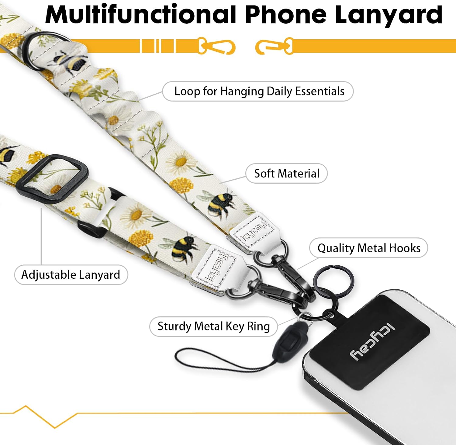 Icycay Phone Lanyard Crossbody Strap Neck Adjustable Teacher Women Cat