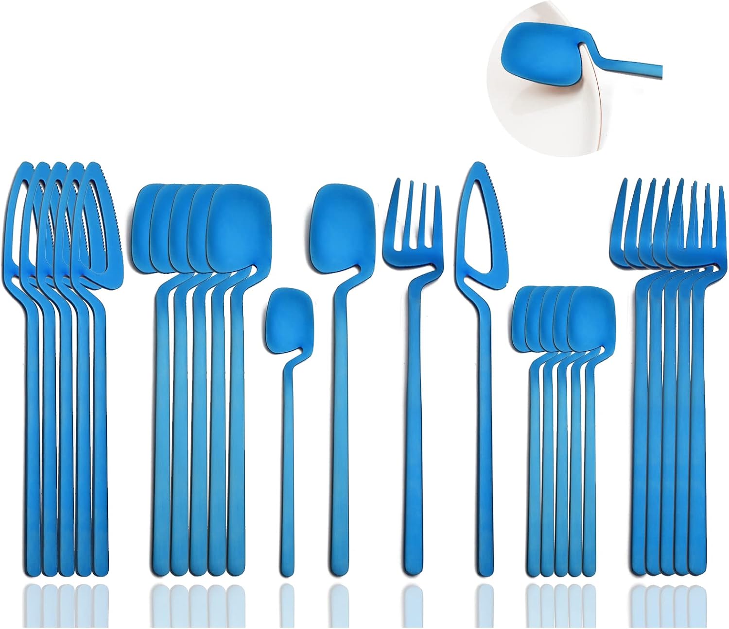 JASHII Silverware Set Satin Finish 24-Piece Stainless Steel Flatware Set Kitchen Utensil Set Service for 6 Tableware Cutlery Set Dishwasher Safe