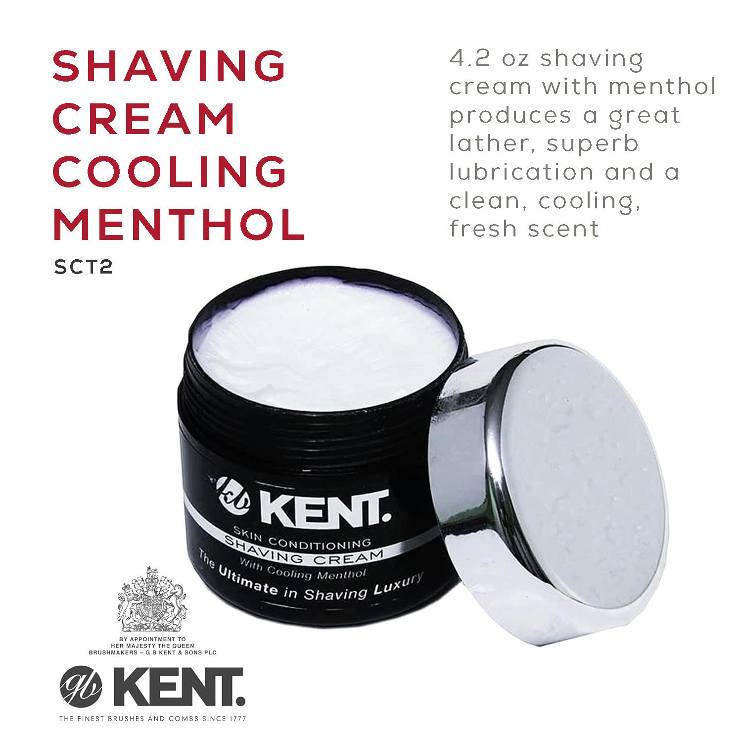 Kent SB2 Shaving Soap Puck Refill for Men for Shaving Soap Bowl Use with Shaving Brush for Men, Luxury Shave Barber Soap Made with Extracts of Coconut, Sgea, Jaboba Made in England