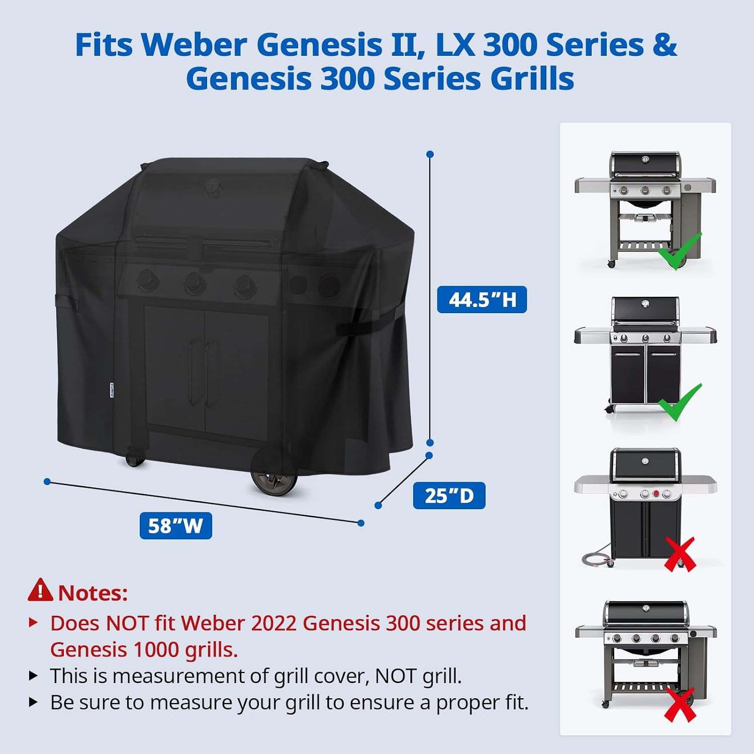 2 Burner Gas Grill Cover 32 inch, Heavy Duty Waterproof Small BBQ Grilling Cover, Compatible for Weber Char-Broil Nexgrill and More Grills with Collapsed Side Tables, All Weather Protection