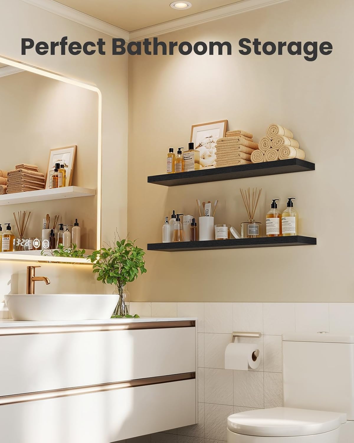 AMADA HOMEFURNISHING Floating Shelves, Wall Shelves for Bathroom/Living Room/Bedroom/Kitchen Decor