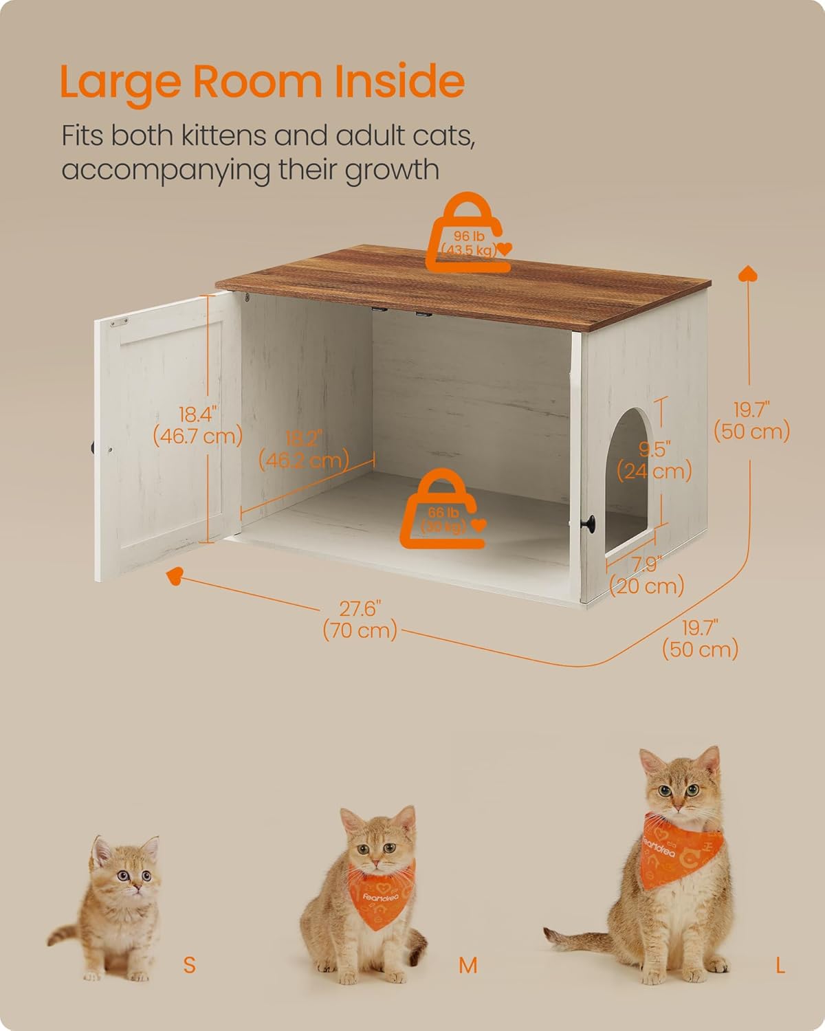 Feandrea Cat Litter Box Enclosure, End Table, 31.5 x 20.9 x 19.7 Inches