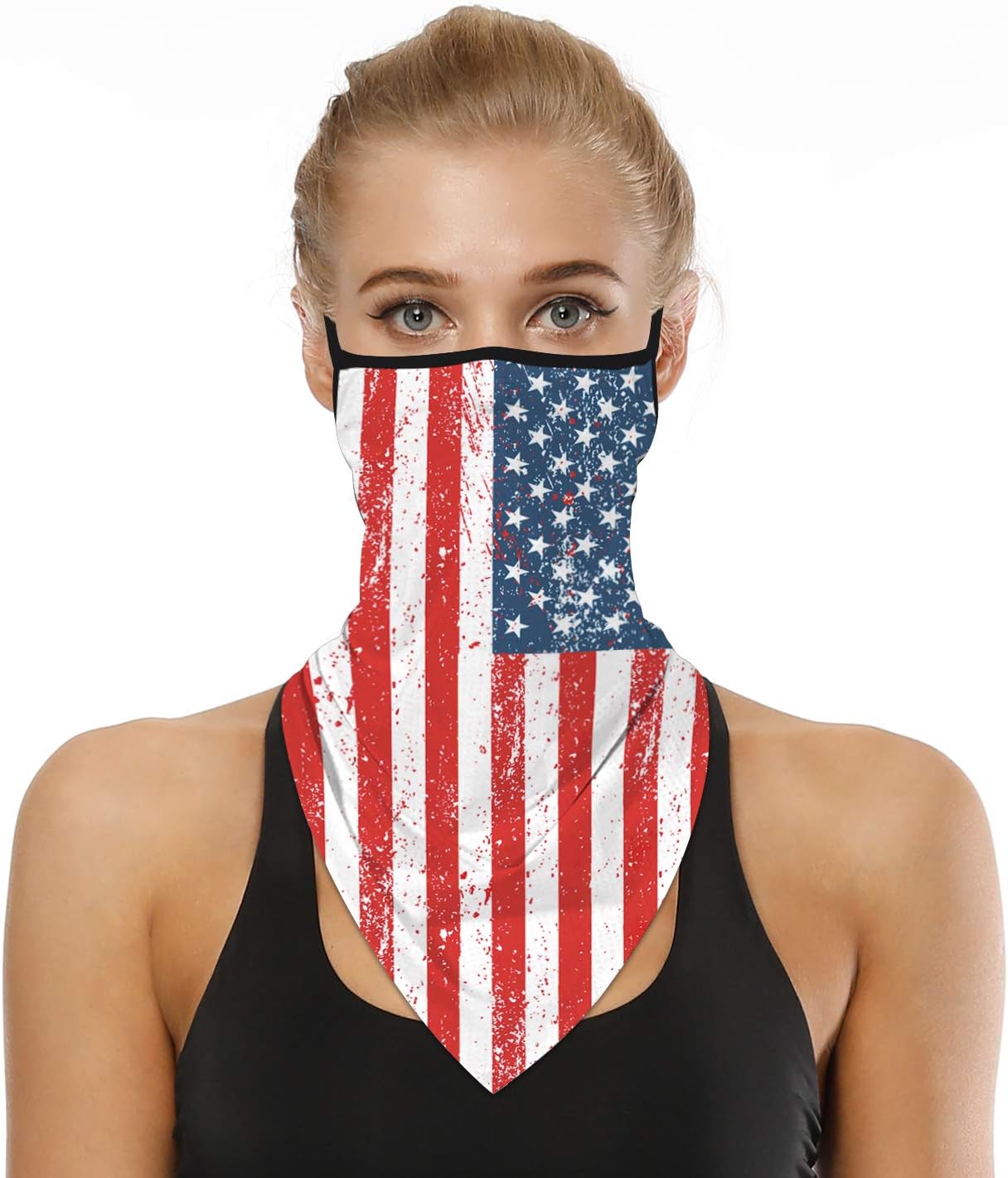 YAYOUREL Neck Gaiter Face Mask Bandanas for Men Women UV Face Scarf Cover Ear Loop Hole Facemask for Fishing Running Cycling