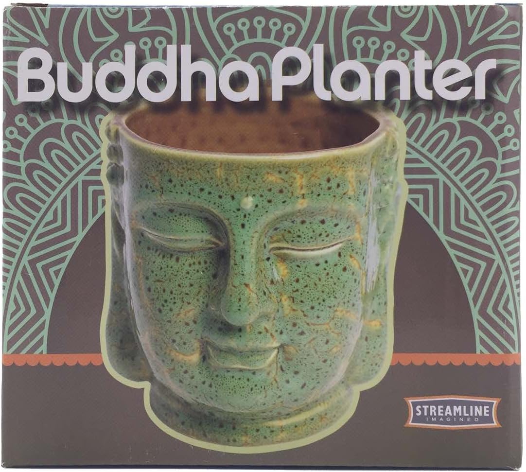 Streamline Imagined Buddha Head Ceramic Planter Pot