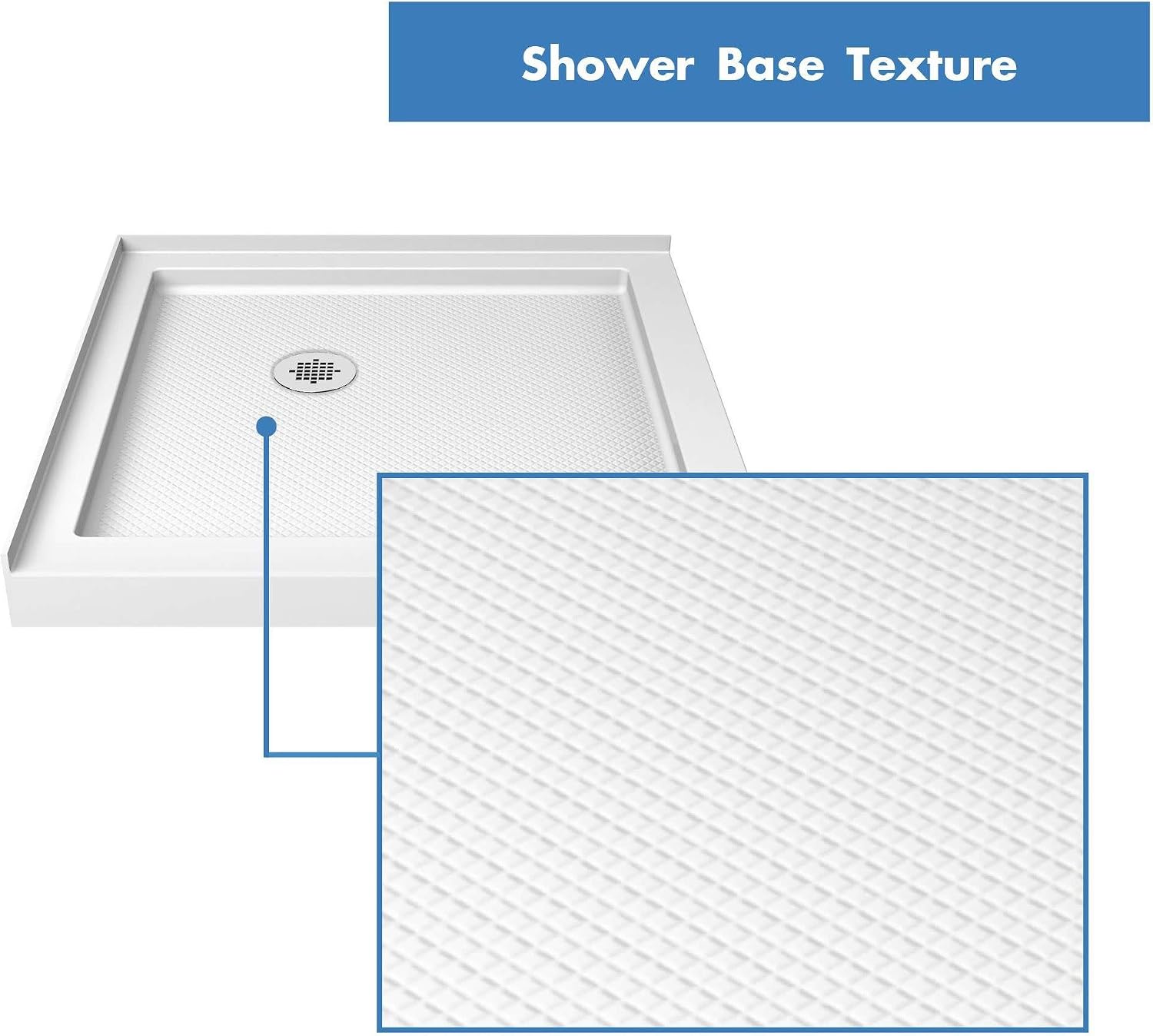 DreamLine SlimLine 34 in. D x 48 in. W x 2 3/4 in. H Right Drain Double Threshold Shower Base in White, DLT-1034482