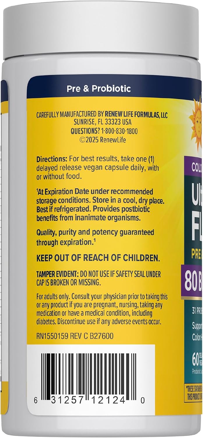 Renew Life Ultimate Flora Probiotic 80 Billion CFU | 31 Strains