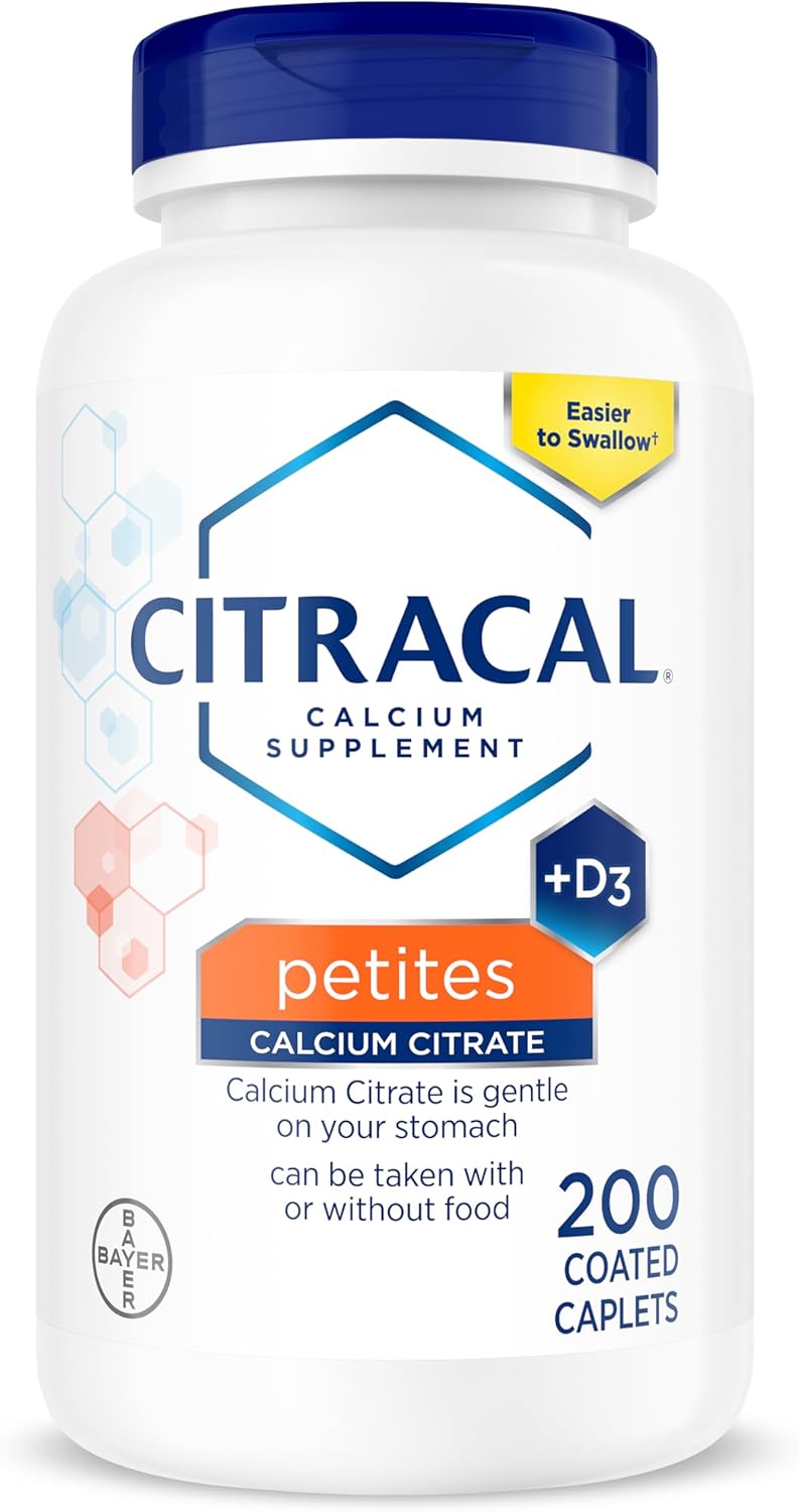 Citracal Petites, 400 mg Calcium Citrate, Easily Absorbed and Highly Soluble with 12.5 mcg (500 IU) Vitamin D3, Smaller and Easier to Swallow Caplets