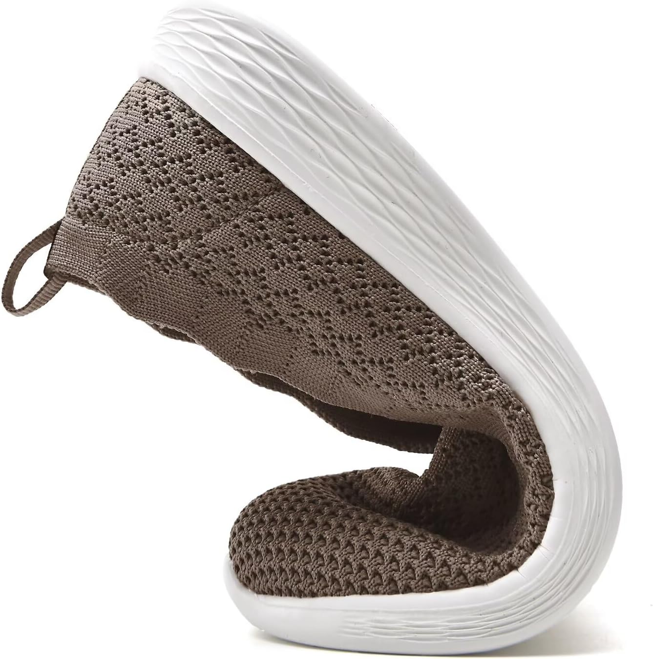 poemlady Women's Walking Shoes Slip On Knit Mesh Loafers Round Toe Flat