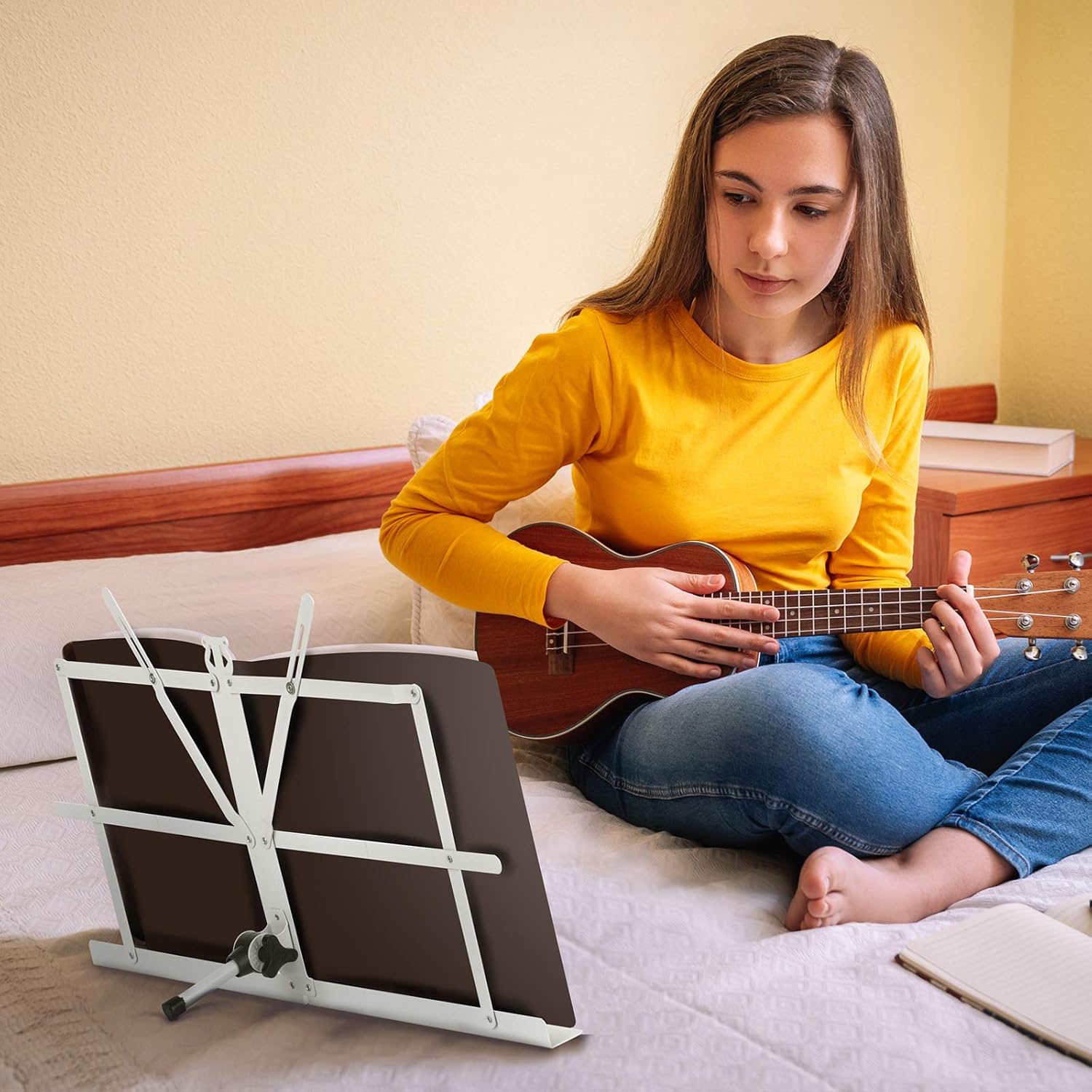 CAHAYA Sheet Music Stand Portable Folding Dual Use Desktop Book Holder