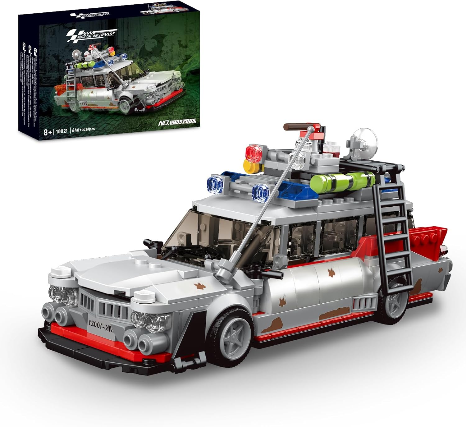Ghost Car ECTO-1 Building Blocks Kit for Adults, Compatible with Lego Speed, Race Vehicle Building Toy for Kids Boys 8-14