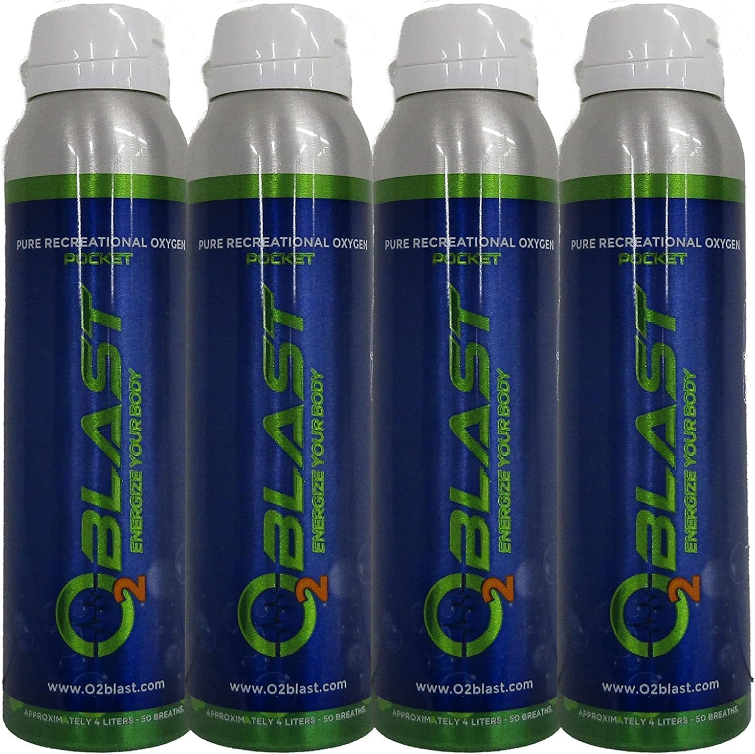 O2 Blast - 4L Portable Oxygen Can with Flip-Top Cap, Compact Design, 6-Pack