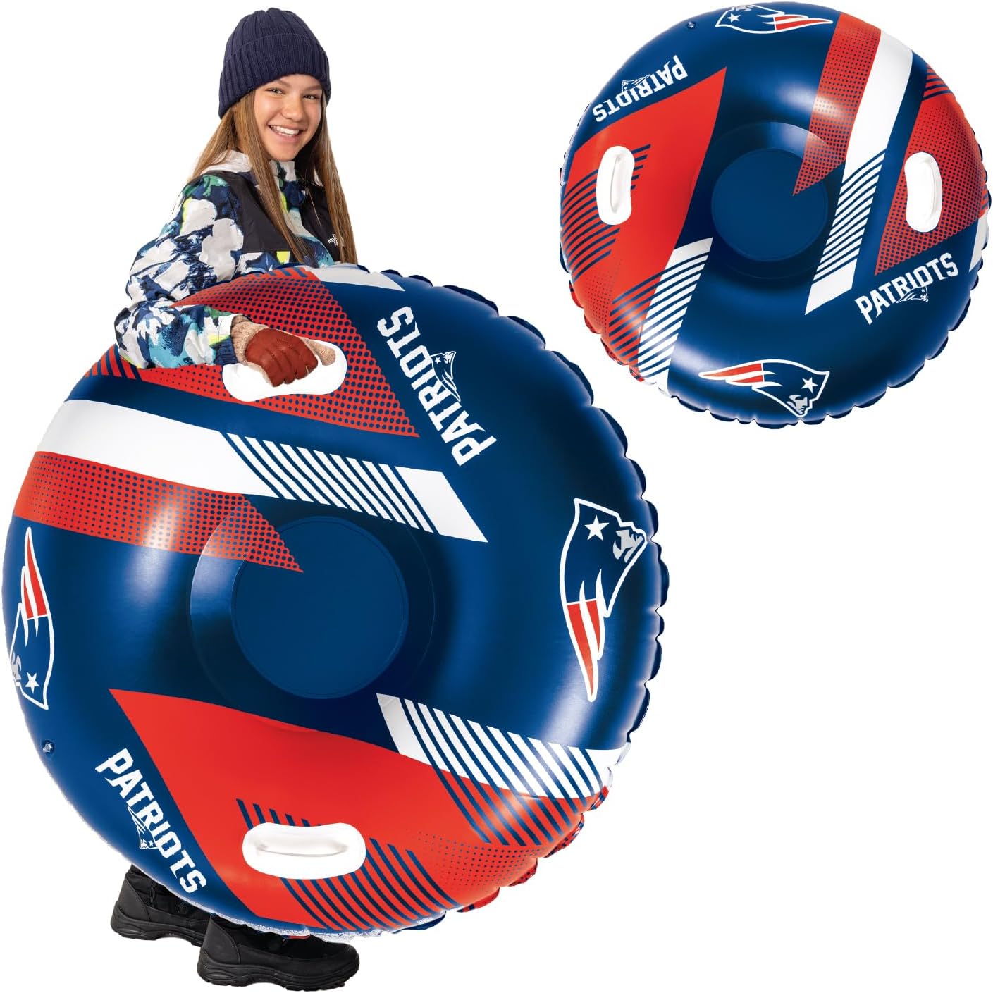 Big Mouth Inc NFL Snow Tube, Heavy Duty Inflatable Snow Sled for Winter Tubing, Ride-On Snow Tube with Handles for Kids and Adults, Outdoor Winter Fun and Football Fan Gifts