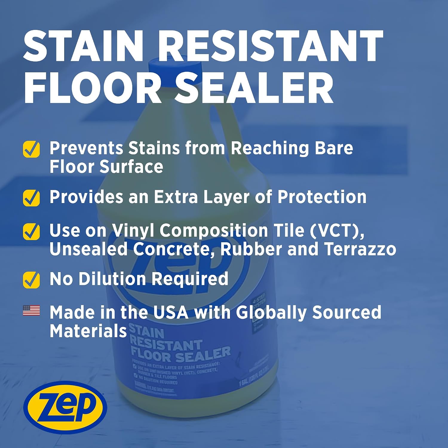 Zep Stain Resistant Floor Sealer - 1 Gallon - ZUFSLR128 - Durable, Long Lasting Seal