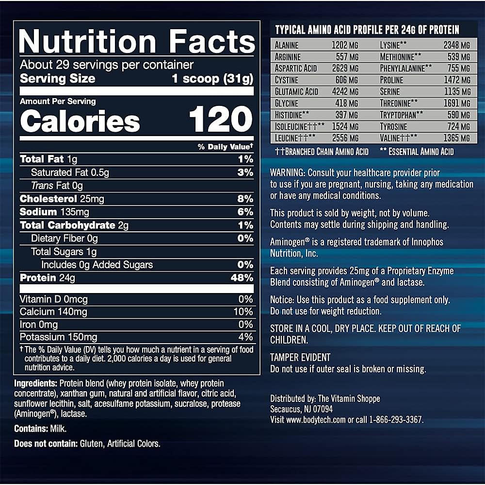 BodyTech Whey Tech Pro 24 Protein Powder - Protein Enzyme Blend with BCAA's to Fuel Muscle Growth & Recovery