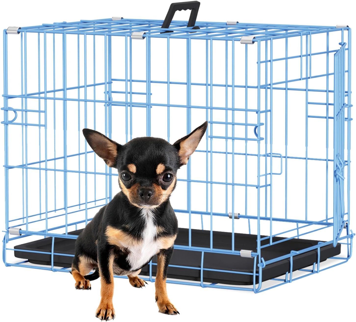BestPet | Dog Crate | 48" | Black | Foldable Metal Kennel with Double Doors
