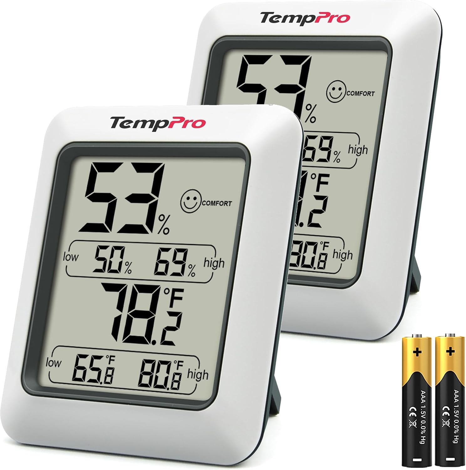 TempPro TP50 Digital Hygrometer Indoor Thermometer Room Thermometer | Humidity Meter Humidity Gauge with Temperature Humidity Monitor for House Office Celler Greenhouse RV (Previously ThermoPro)