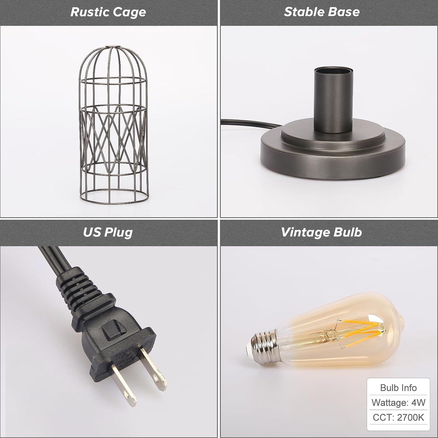 Touch Control Table Lamp, 3 Way Dimmable Lamp, Industrial Bedside Lamp