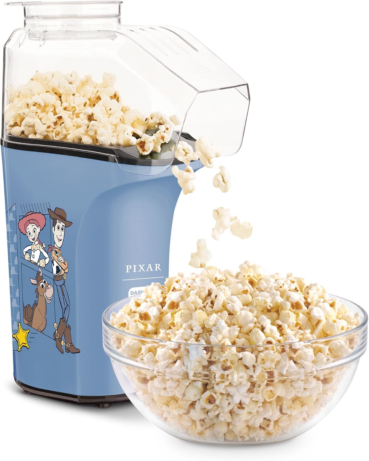 Dash Fresh Pop Popcorn Maker, 16-Cup Hot Air Popper, Aqua | Electric Popcorn Machine, Oil-Free Air Popped Popcorn, Built-In Measuring Cup & Butter Melting Tray, Movie Night Snacks