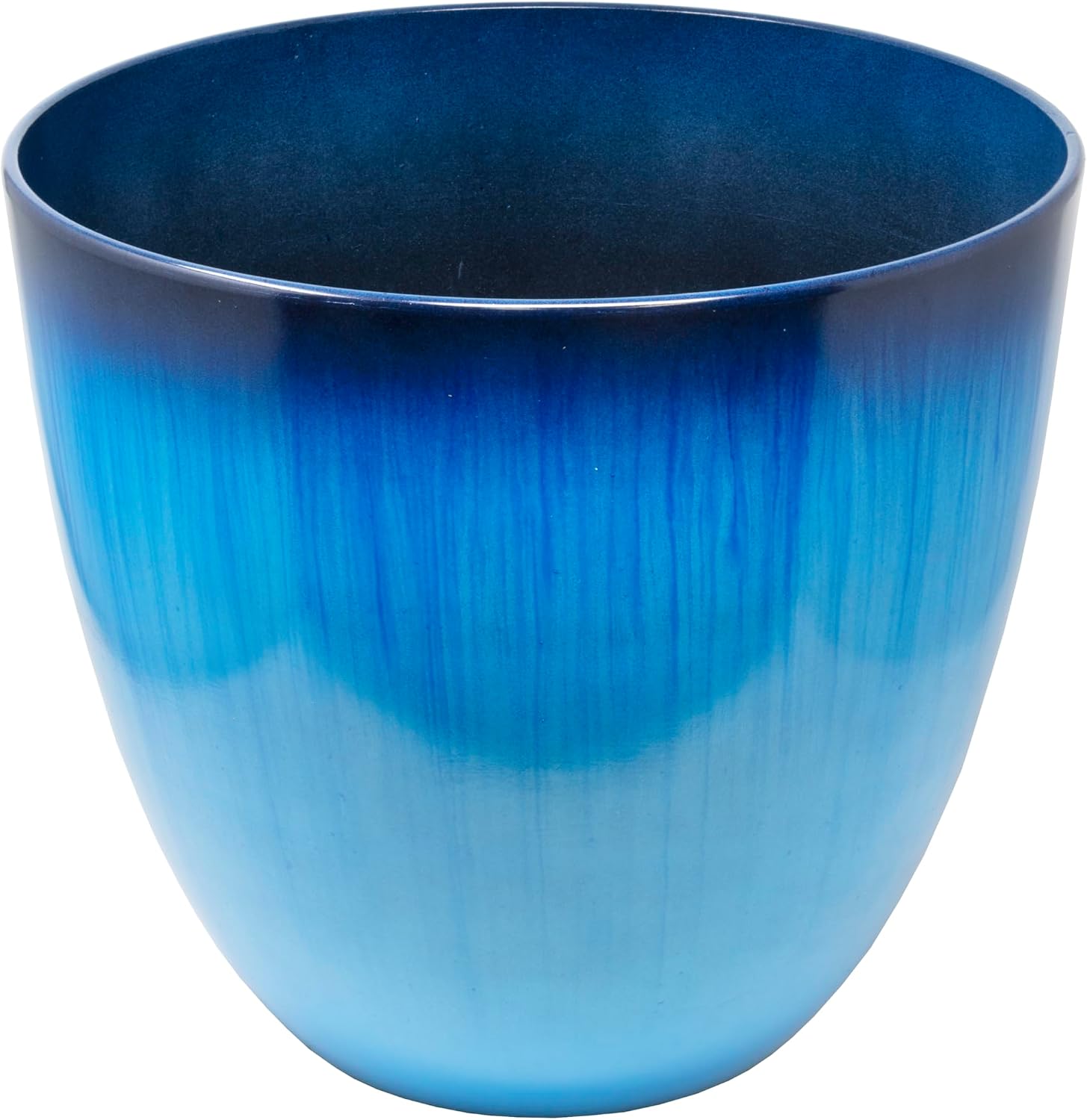 (EPR15-204) Large Egg Shaped Planter - Modern Indoor & Outdoor Decorative Flower Pot/Box (15 Inch, Blue Flower)
