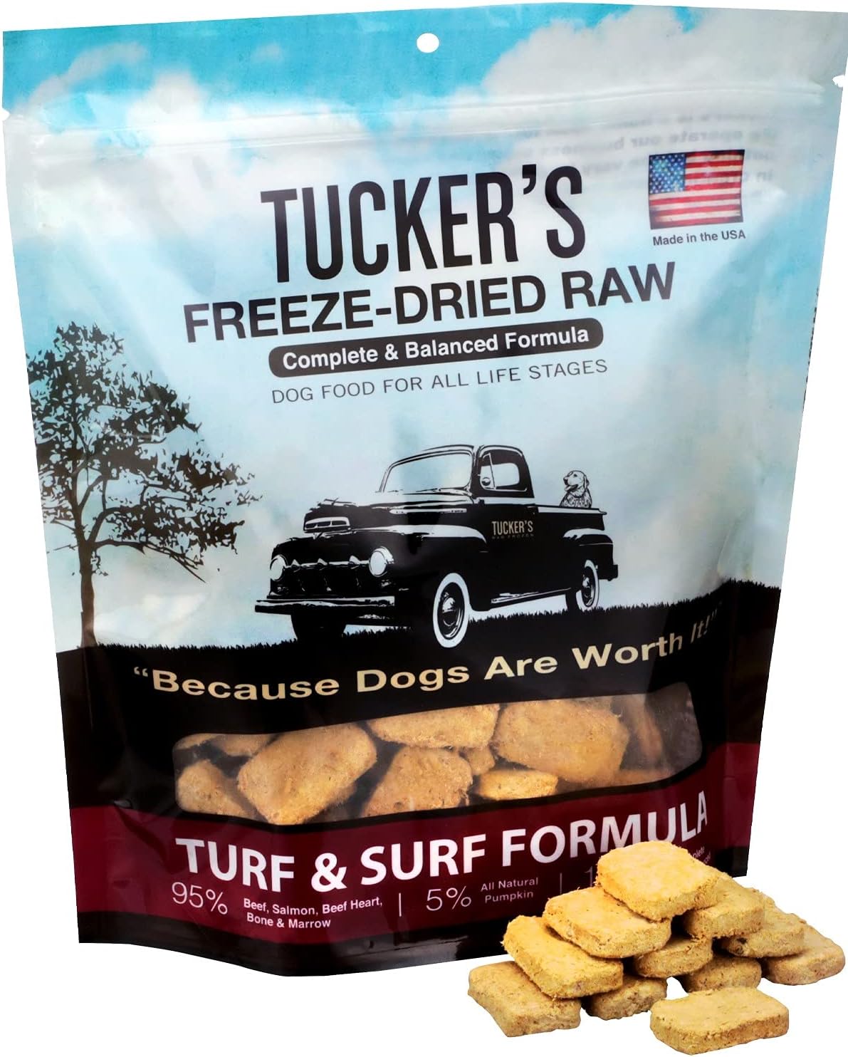 Tucker's Raw Frozen Freeze Dried Raw Dog Food, Turf & Surf Formula 14oz