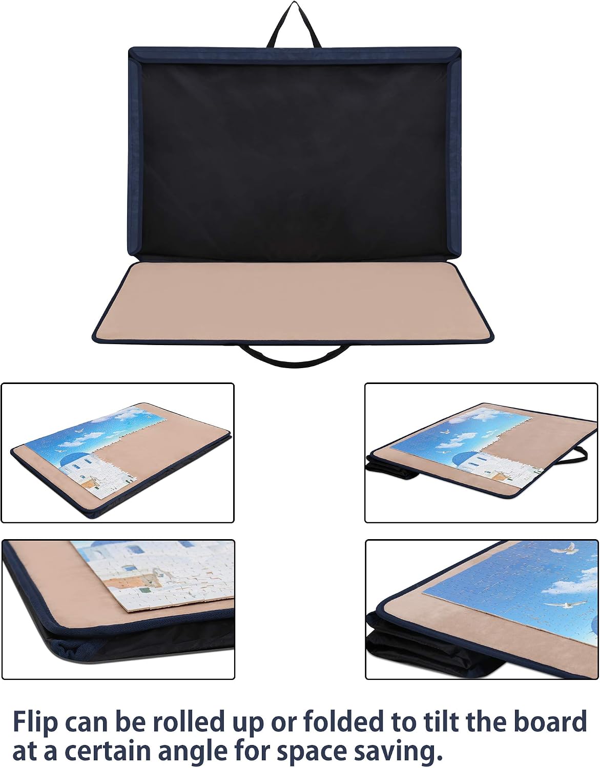 Becko US 1000 Piece Puzzle Board, Portable Case with Trays & Attached Cover