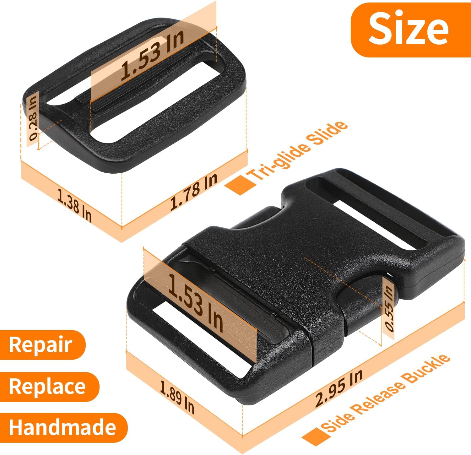 BEYOURD Buckles and Straps Set 1": 6 Yards of Thick Nylon Webbing, 6-Pack Heavy Duty Adjustable Quick Side Release Plastic Buckles