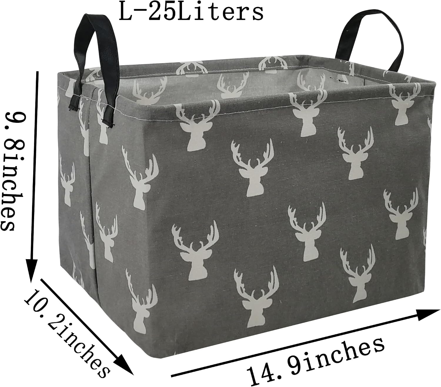 Kid Storage Basket Gift Shelf Basket Toy Storage Bin, Nursery Basket Organizer Box for Children Room Deco With Handles (Grey deer)