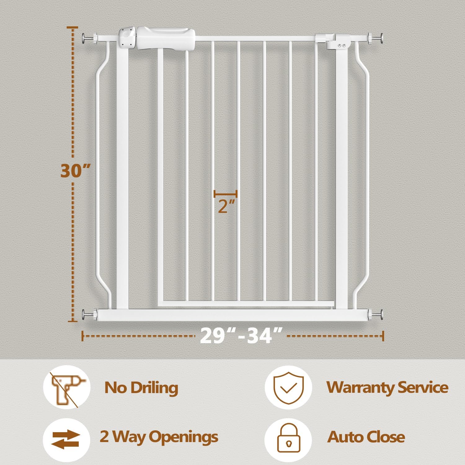 Fairy Baby Extra Wide Baby Gate for Doorways Auto Close Safety Gates for Bedroom, Fits 57.5 Inch to 62 Inch with Pressure Mounted Extention Kit, White | Pressure Mounted No Drill Pet Gate with Door, Heavy Duty Walk-Through Gate for Toddlers, Kids, Dogs,…