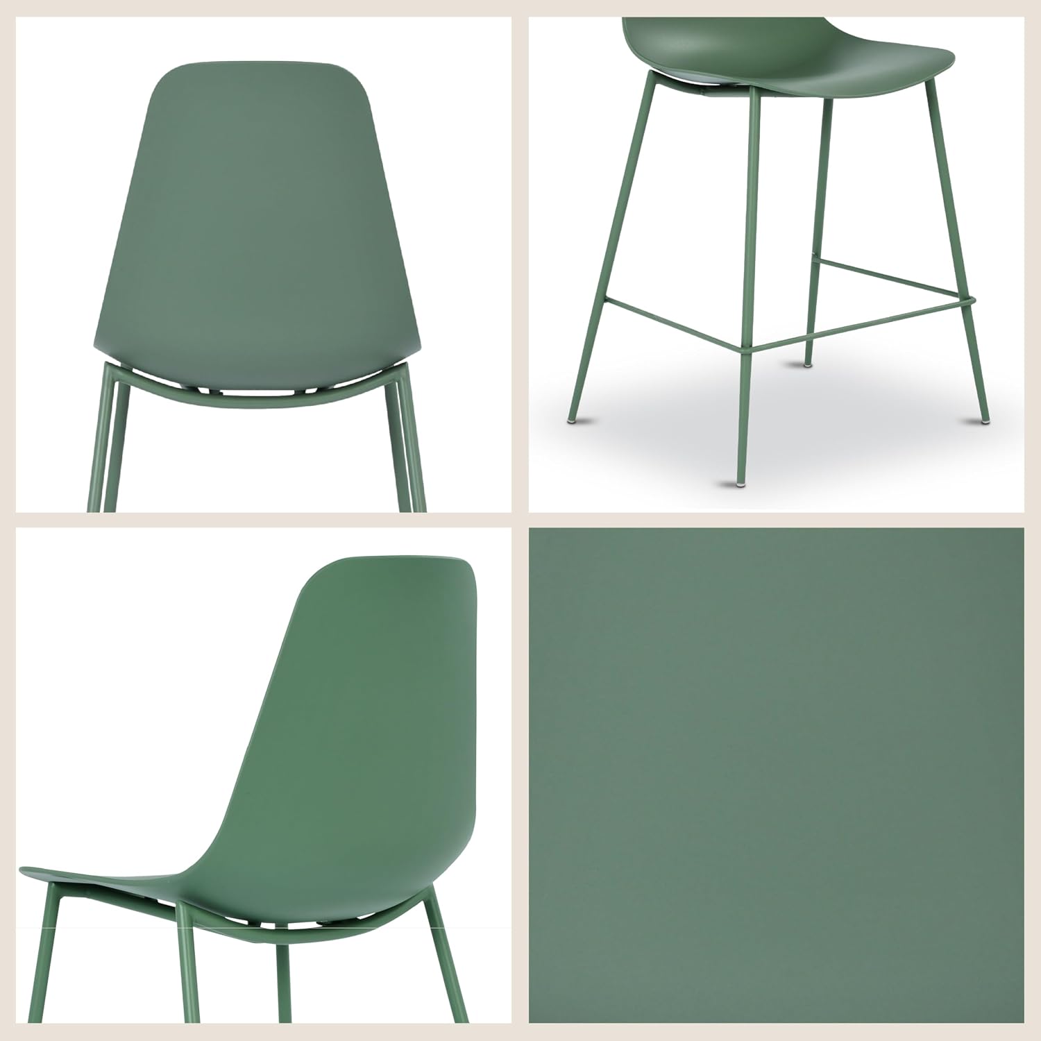 Poly & BARK Isla Modern Kitchen Chairs Set of 4 - Plastic Dining Chair with Metal Legs - Quick Assembly Simple Cafe Chairs Plastic for Indoor or