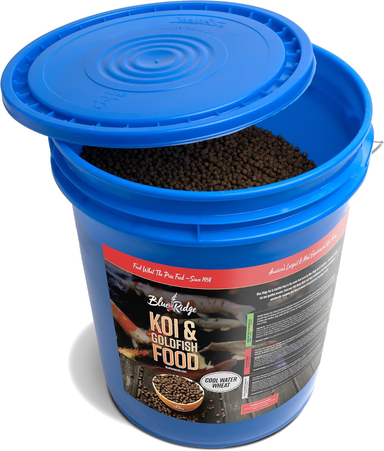 Blue Ridge Koi Fish Food 25lb - Cool Water Wheat 3/16", Fall and Winter Floating Pond Pellets, Ponds Fish Food